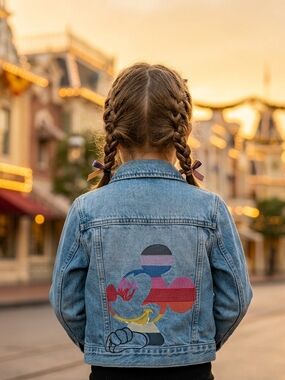 Disney Kids Light Blue Denim Jean Jacket with Colorful Mickey Graphic